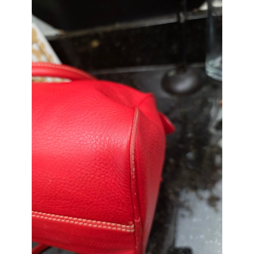 Dooney & Bourke Boston Barrel Bag Vibrant Red Leather Satchel - Picture 10 of 16